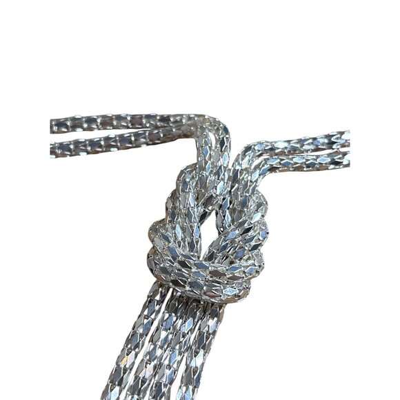 Silvertone Braided Serpentine Chain Rope Necklace Knot Design 24 inches Long - Picture 3 of 4